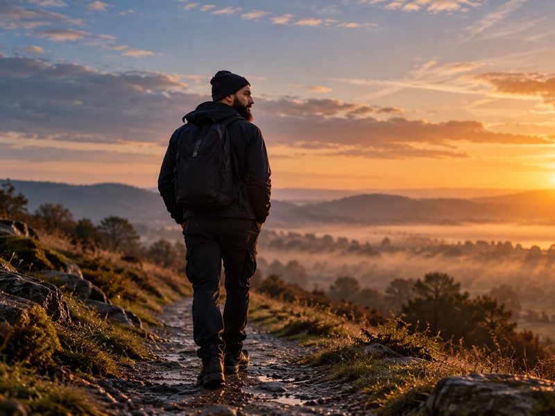 A hiker on a mountain path at sunrise — A Better You Starts Today